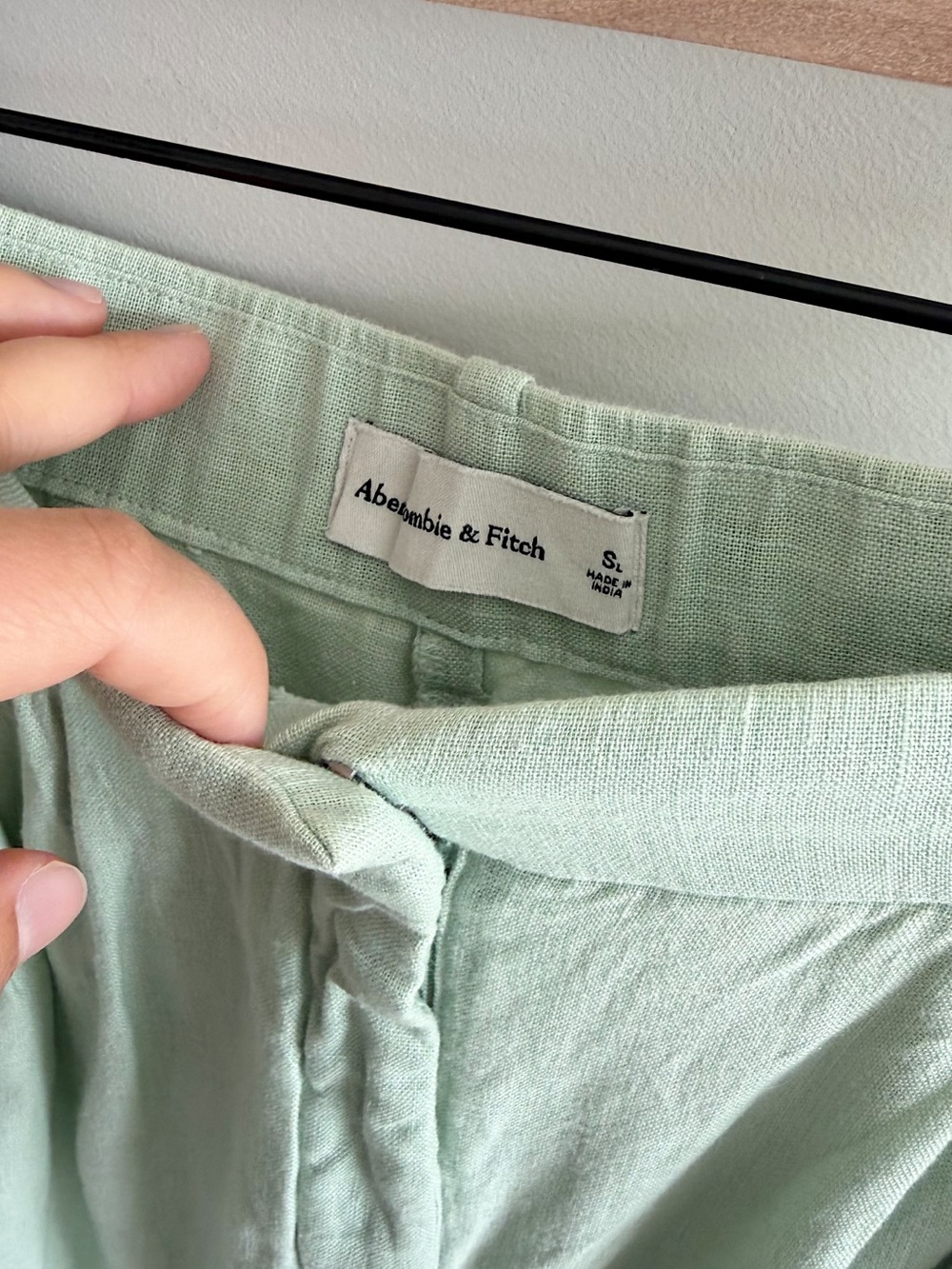 Abercrombie Tailored Wide Leg Trouser Pant in Green - Picture 4 of 7